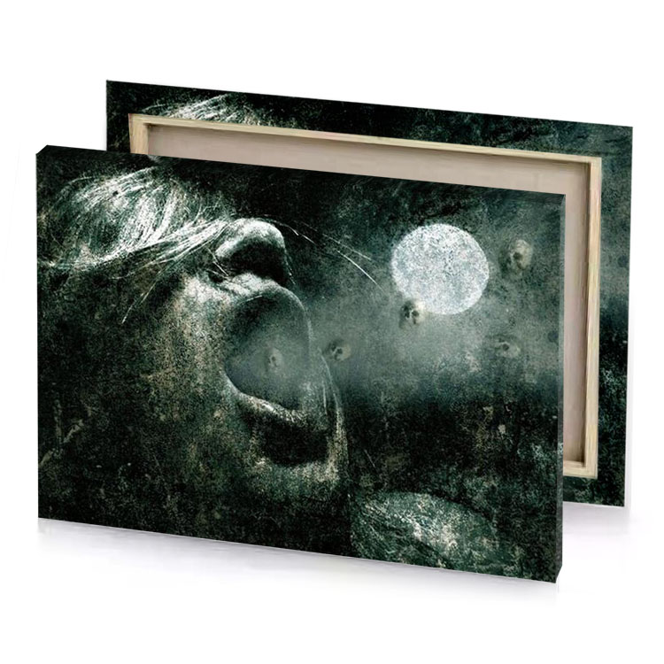 a man with beard and in the dark dim gray canvas