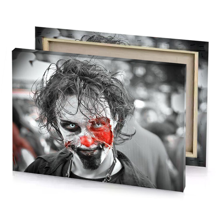 a man with bloody face and beard vermilion canvas