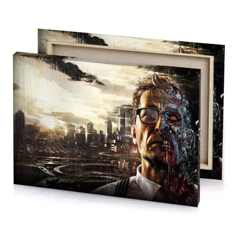 a man with glasses and bloody face champagne canvas