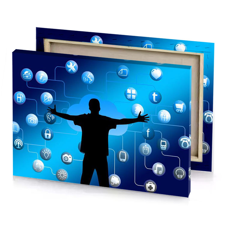 a man with his arms outstretched in front of blue dodger canvas
