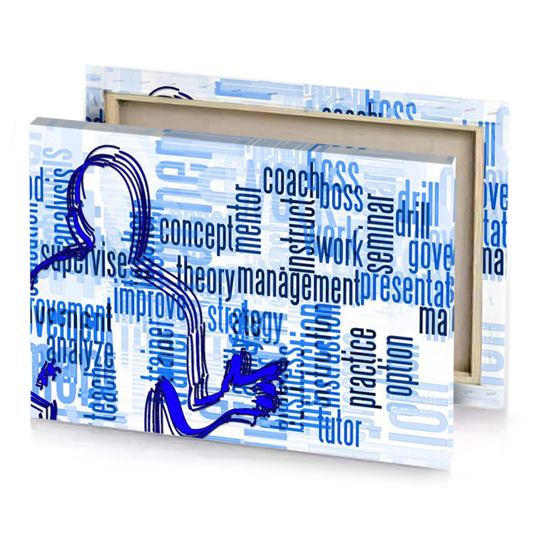 a man with laptop and blue background iceberg canvas