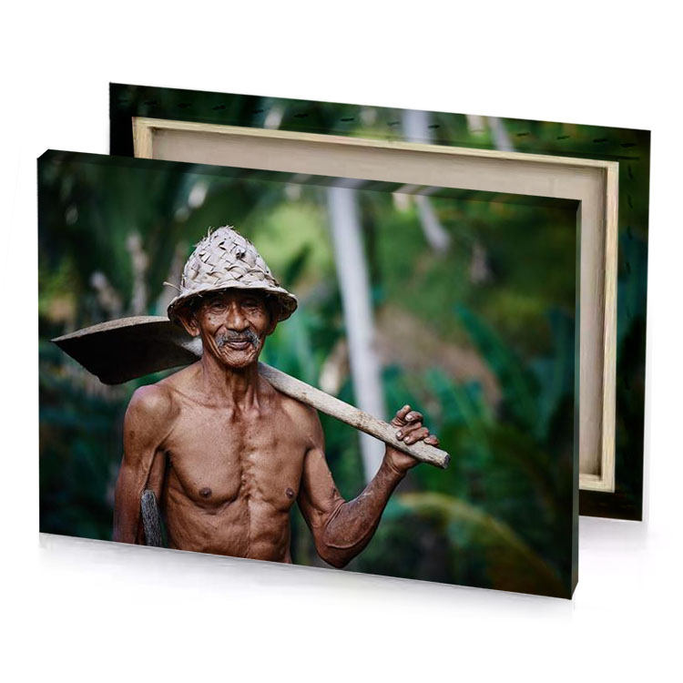 a man with large stick in his hand bistre canvas