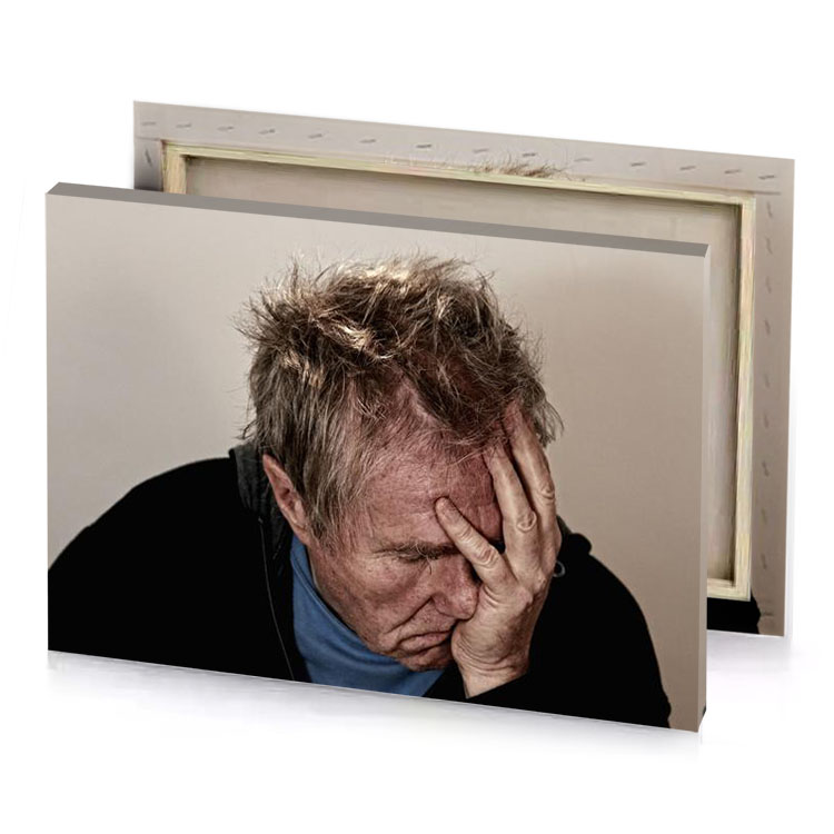 a man with messy hair covering his face camouflage green canvas