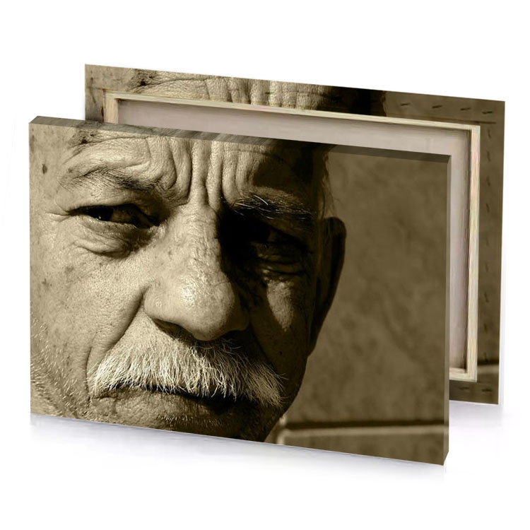 a man with mustache and dark olive green canvas