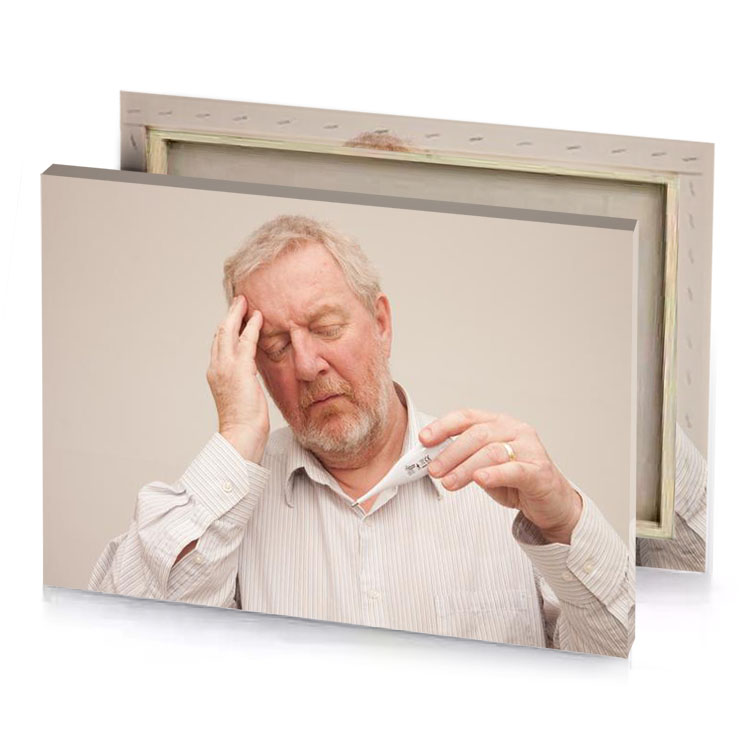a man with white shirt and silver canvas