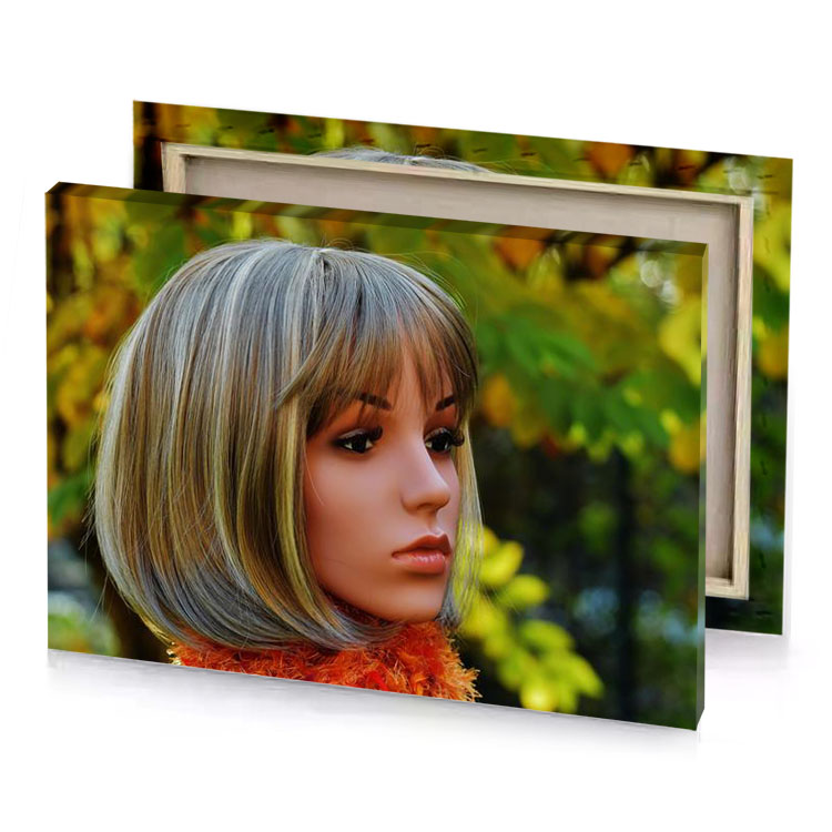 a manne with long blond haircut dark olive green canvas