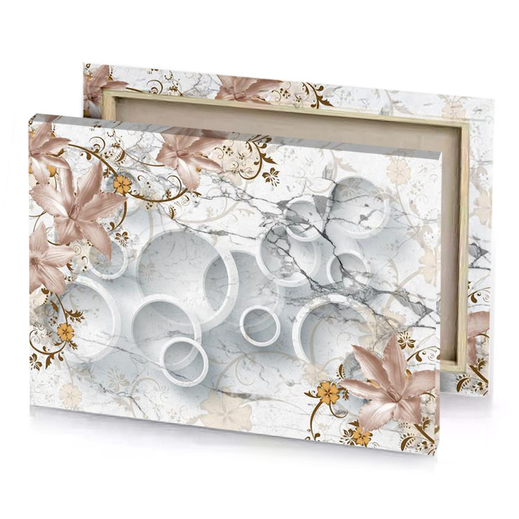 a marble background with flowers and swirls silver canvas