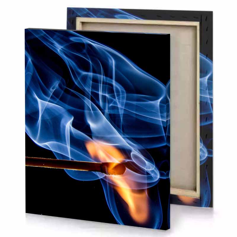 a matchstick with blue smoke lapis lazuli canvas