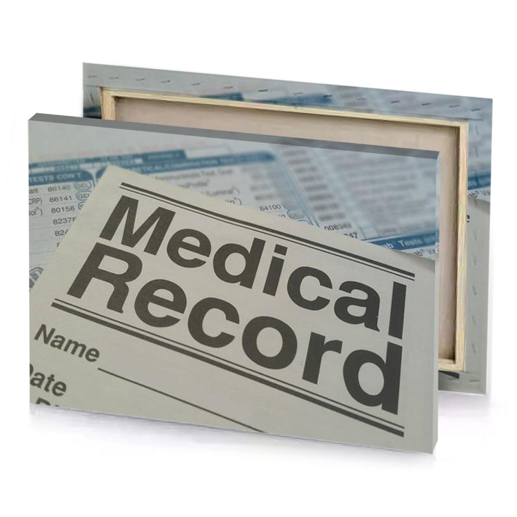 a medical record with lot of papers taupe canvas