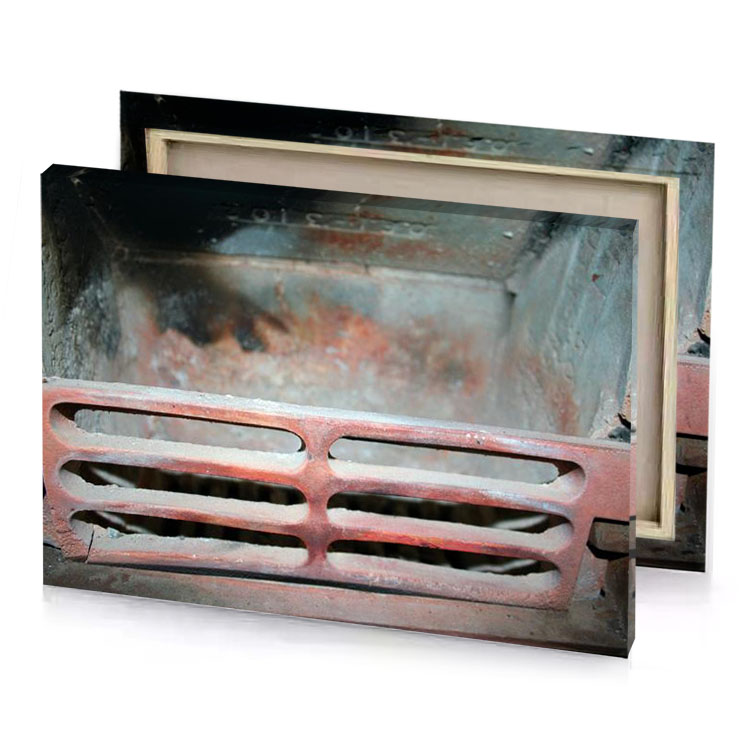 a metal box with handle and silver canvas