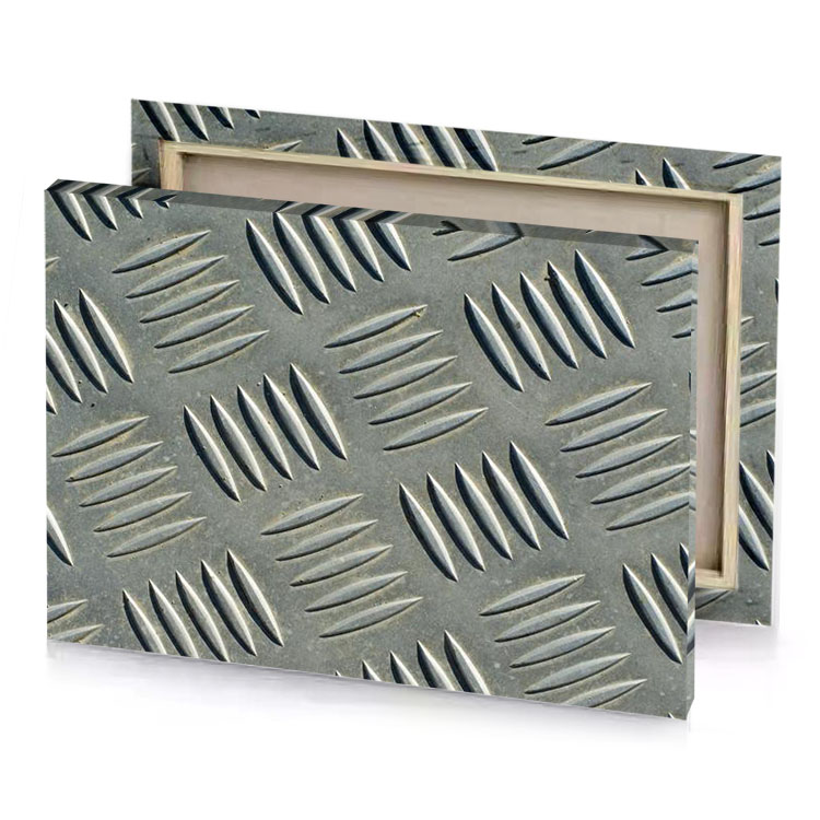 a metal diamond plate with pattern gray canvas