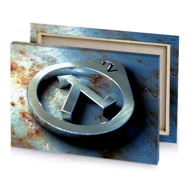 a metal object with letter m on it slate gray canvas