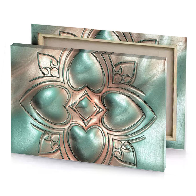 a metal tile with heart in the middle rosy brown canvas