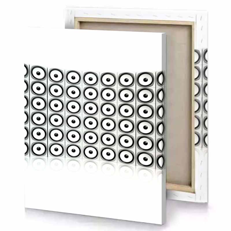 a metal wall sculpture with circles and white smoke canvas