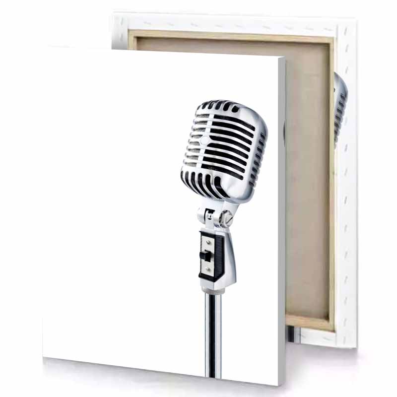 a microphone on white background lavender canvas