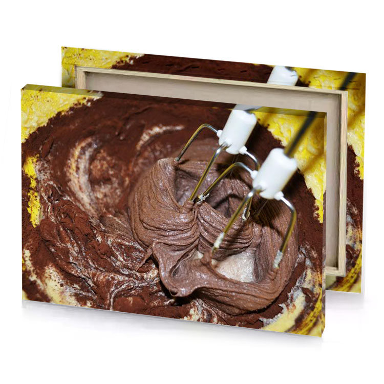 a mixer with chocolate and white camouflage green canvas