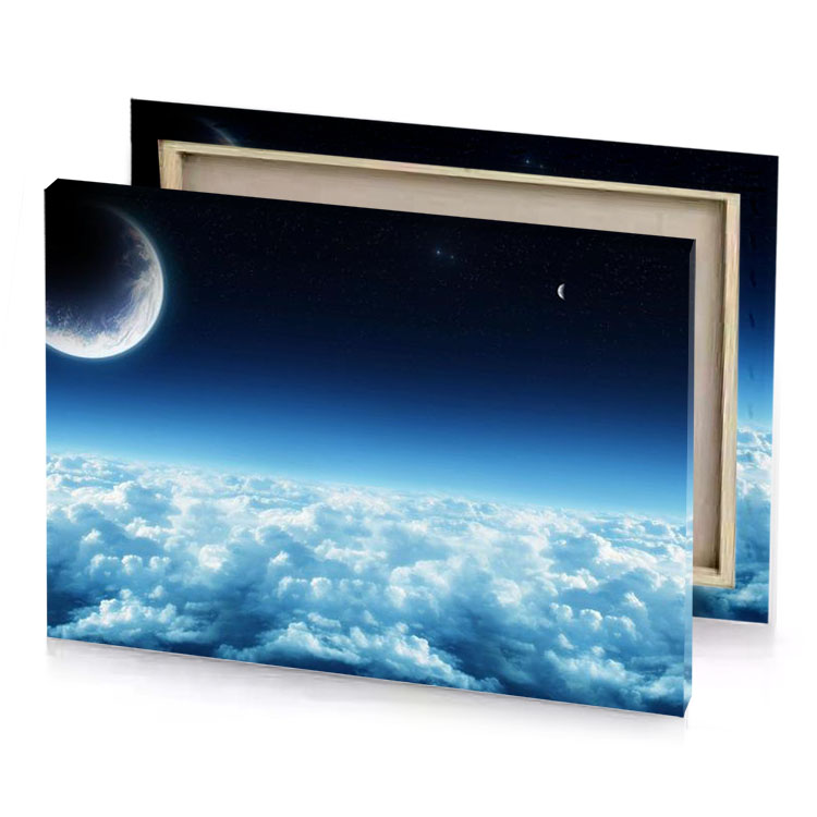 a moon above the clouds sky blue canvas