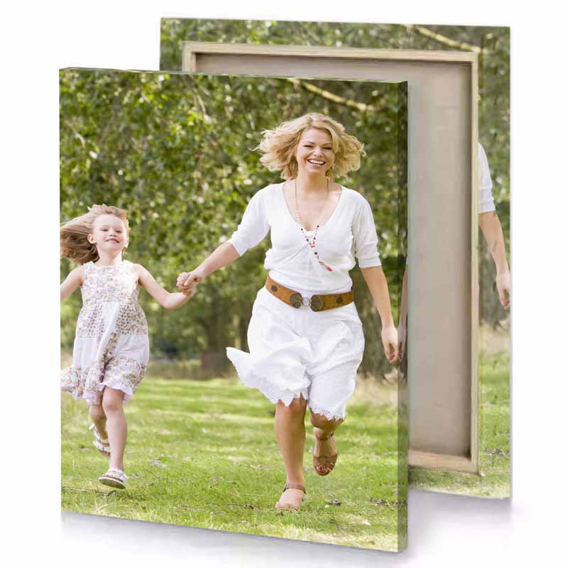 a mother and her daughter running through the grass olive drab canvas