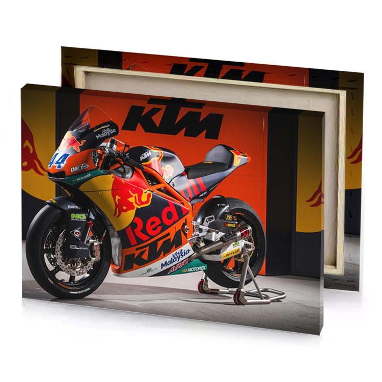 a motorcycle is parked in garage lust canvas