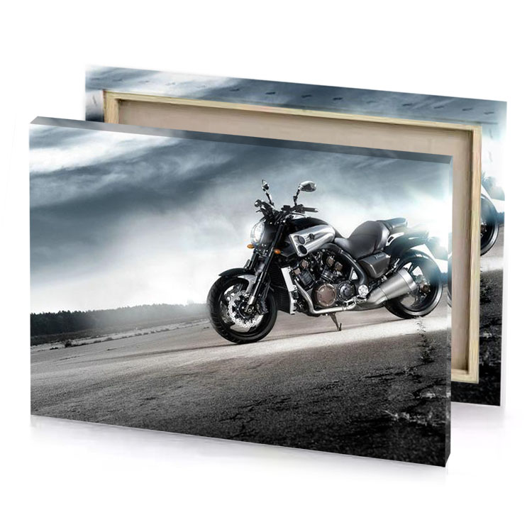 a motorcycle is parked on the side of road manatee canvas