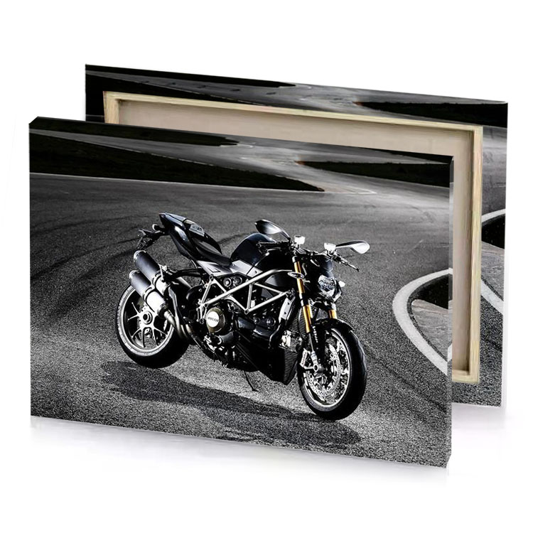 a motorcycle is parked on the side of road taupe canvas