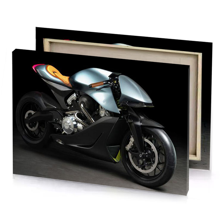 a motorcycle is shown in dark room manatee canvas