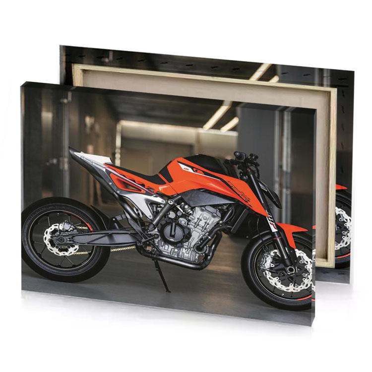 a motorcycle parked in garage bittersweet shimmer canvas