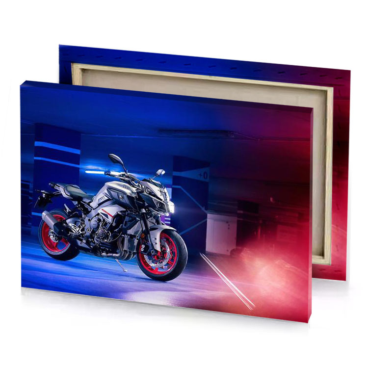 a motorcycle parked in parking with red light sapphire canvas