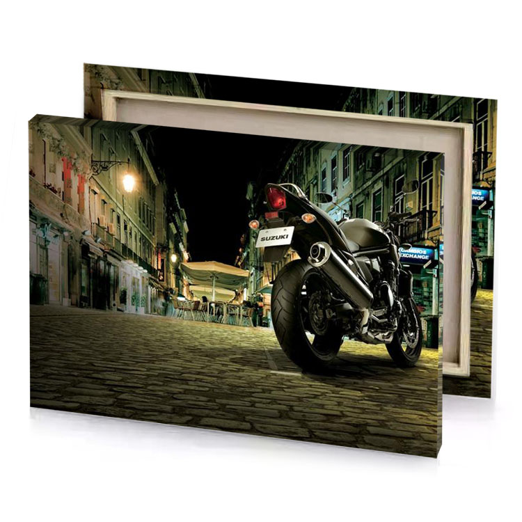 a motorcycle parked on cobbled street dark khaki canvas