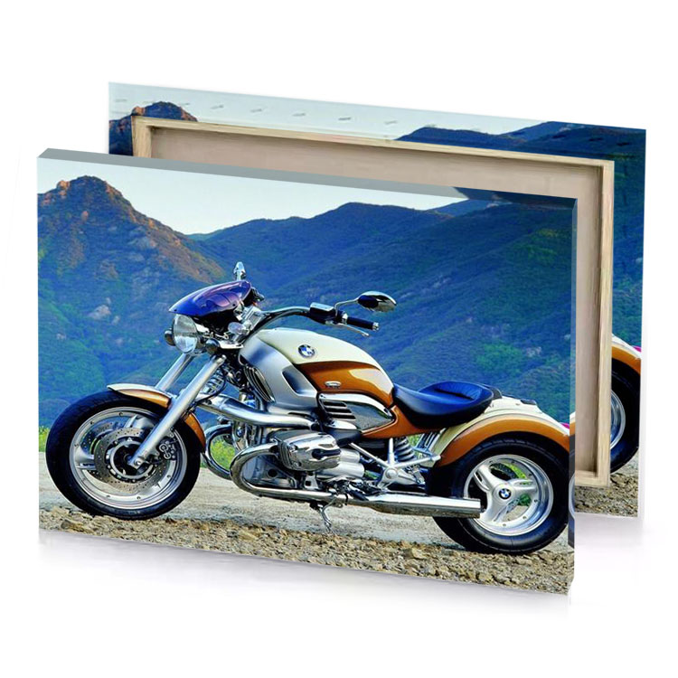 a motorcycle parked on dirt road near mountains lapis lazuli canvas