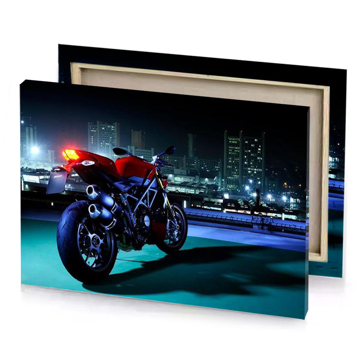 a motorcycle parked on roof at night smoky black canvas
