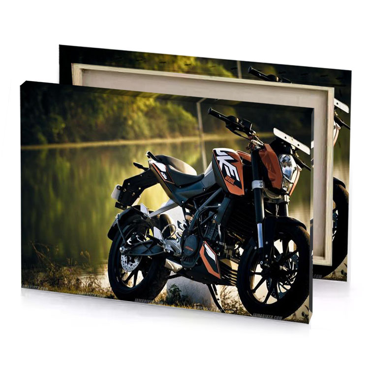 a motorcycle parked on the side of river dark olive green canvas