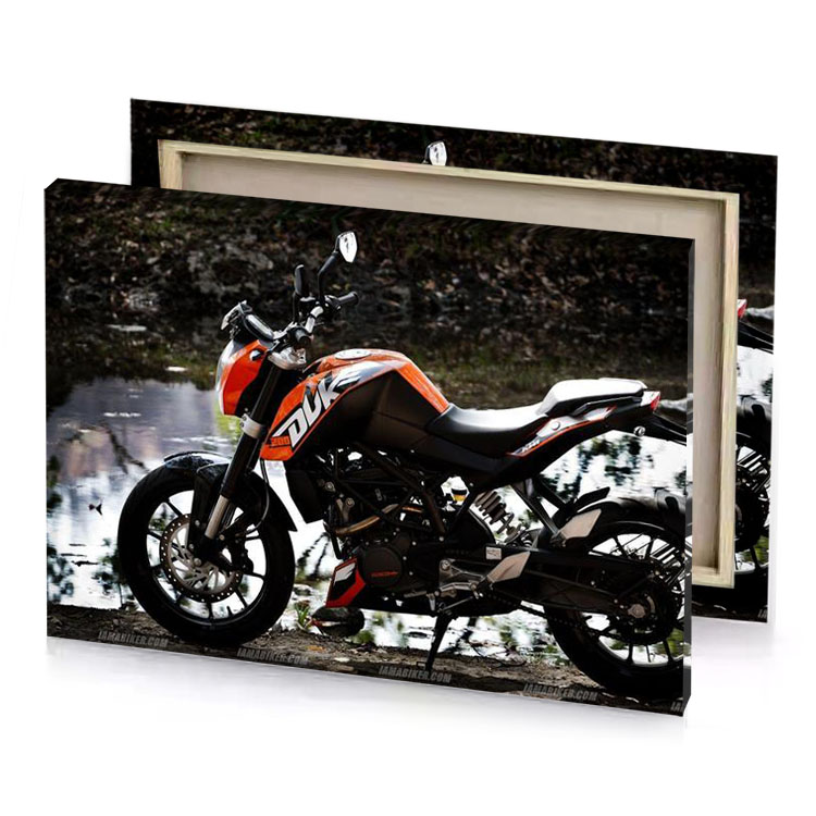 a motorcycle parked on the side of road brown canvas