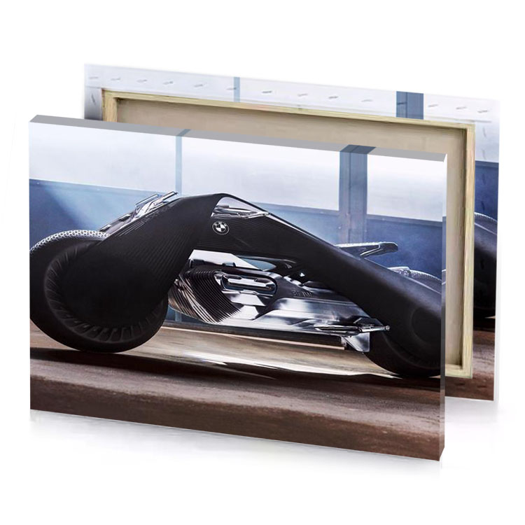 a motorcycle with large tire on the back smoky black canvas