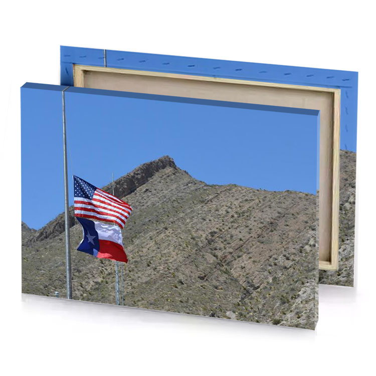 a mountain behind the flag pole camouflage green canvas