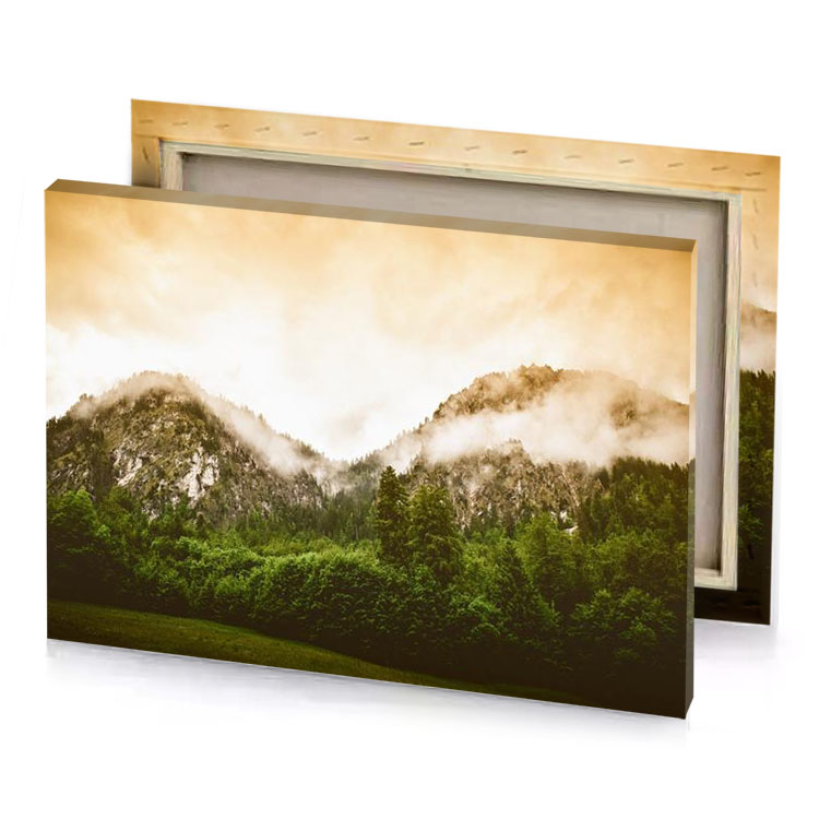 a mountain covered in clouds seashell canvas