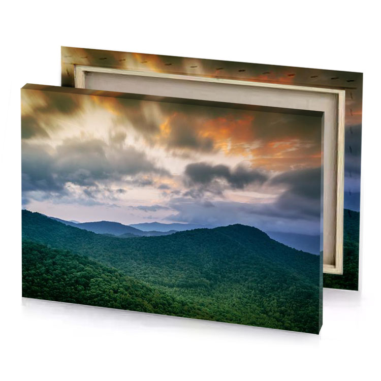 a mountain range with cloudy sky silver canvas