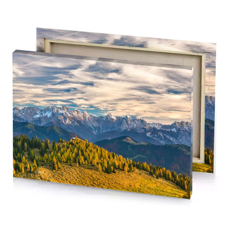 a mountain range with few trees in the fore teal blue canvas