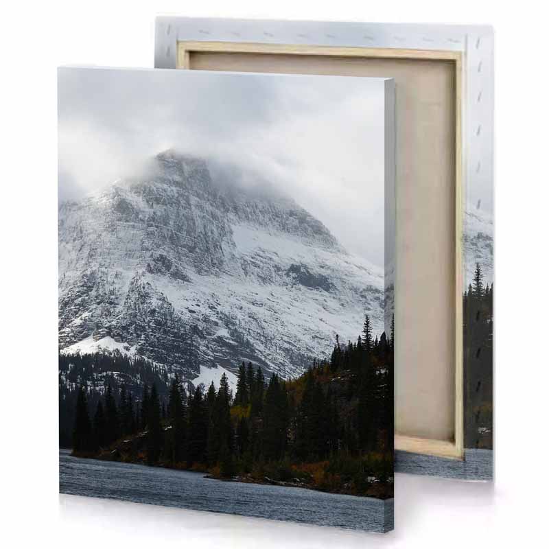 a mountain with lake and trees in the fore manatee canvas