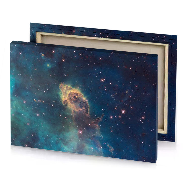 a nebula with star in the background prussian blue canvas