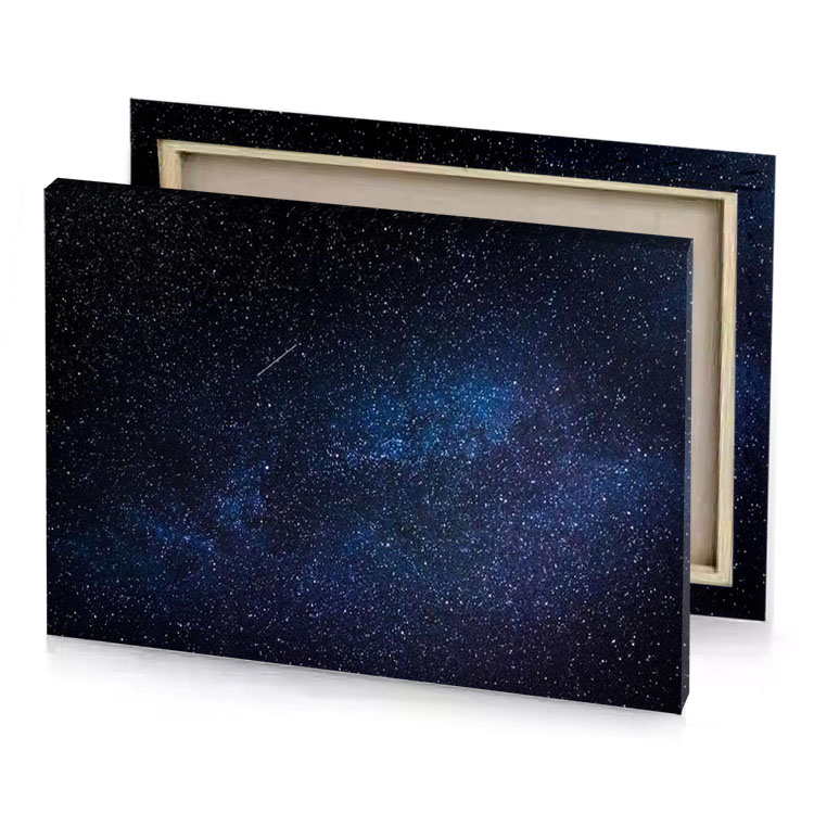 a night sky with stars and bright blue charcoal canvas