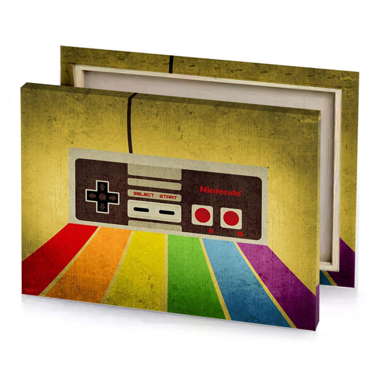 a nintendo game console with rainbow colored background peru canvas