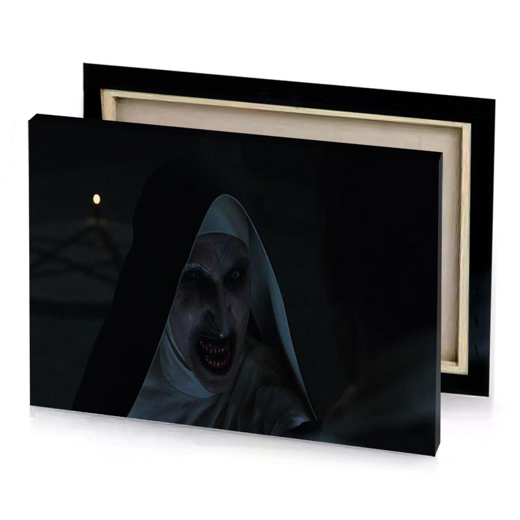 a nun in costume smoky black canvas