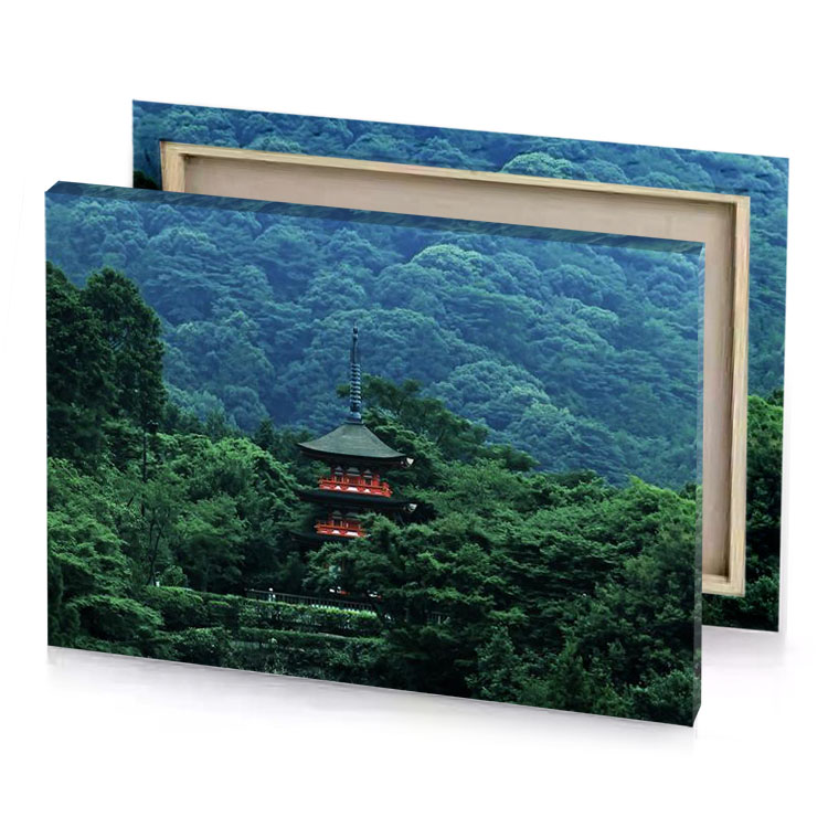a pagoda in the middle of forest blue sapphire canvas