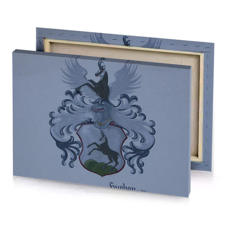 a painting of bird on shield slate gray canvas