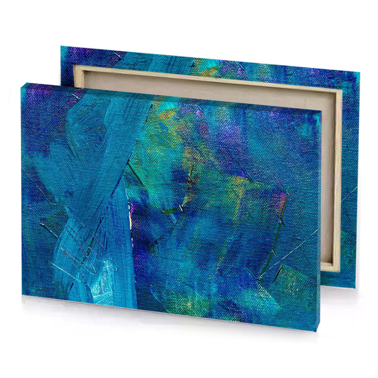 a painting of blue and green abstract dark cyan canvas