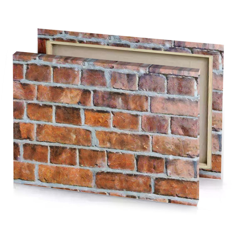 a painting of brick wall rose quartz canvas