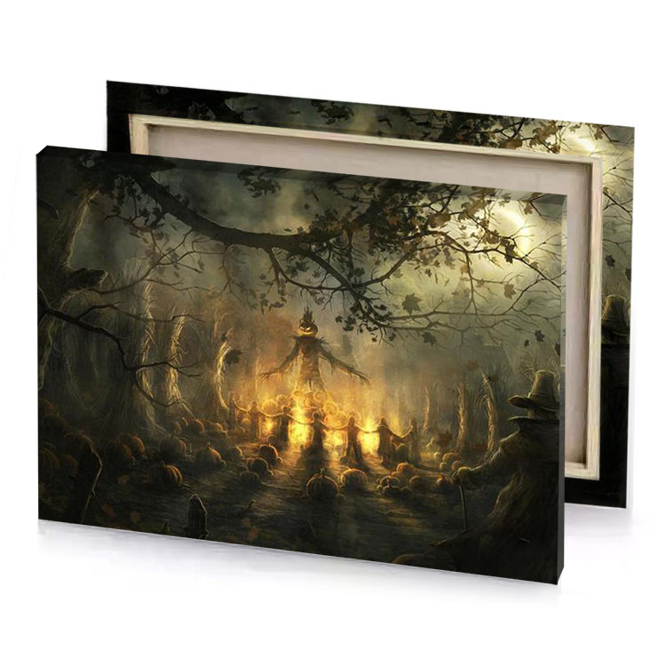 a painting of forest with man in the middle peru canvas