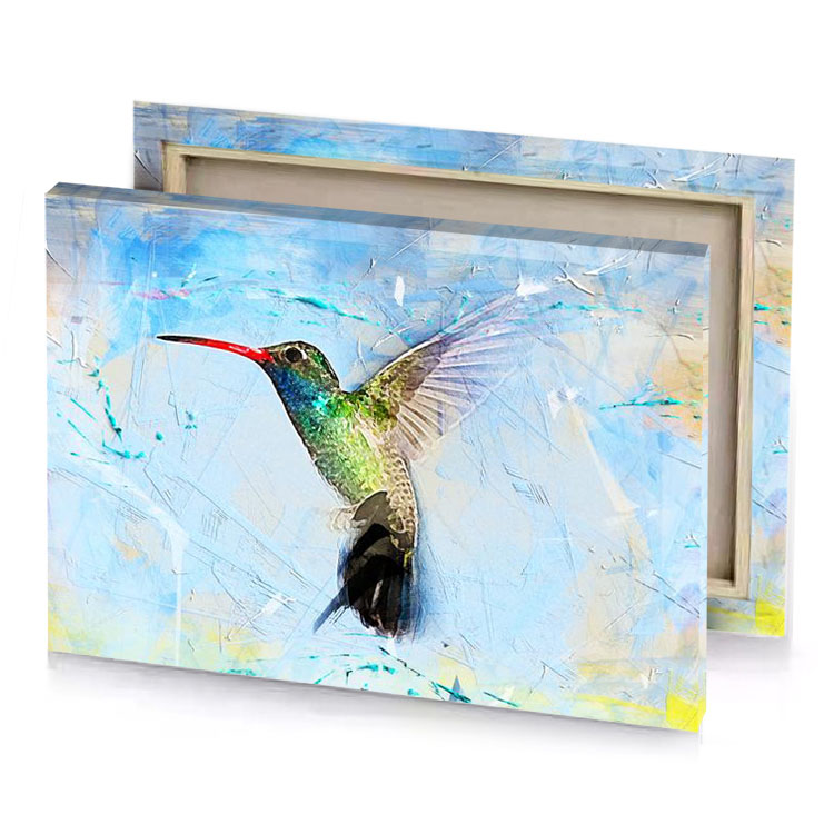 a painting of humming bird periwinkle canvas
