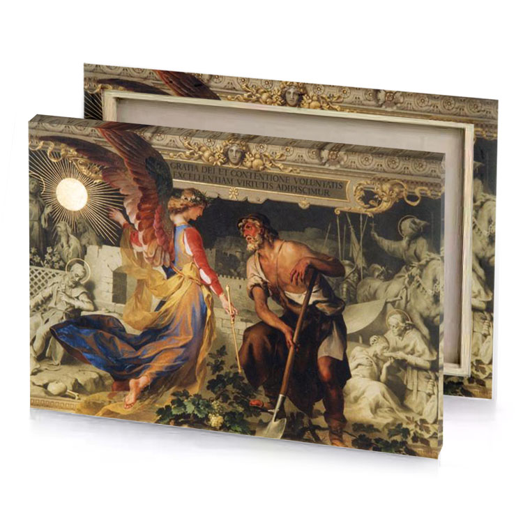 a painting of man and woman in room copper canvas